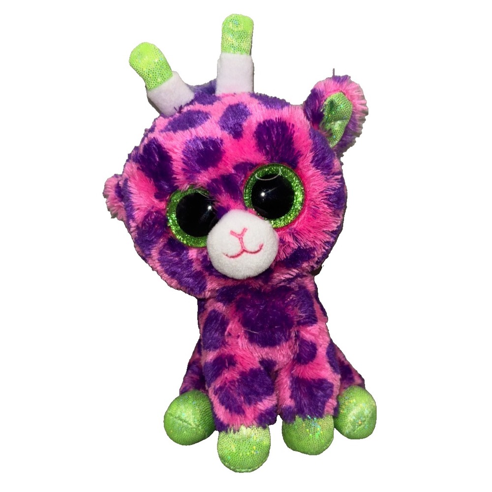 Ty Beanie Boos Gilbert Pink Purple Giraffe Plush Glitter Eyes 2017